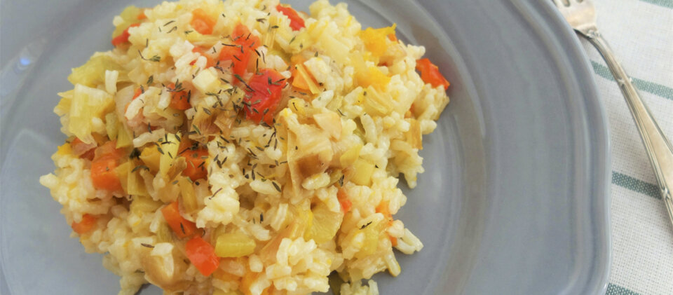 Arroz vegetariano al horno