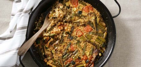 paella de verduras lista