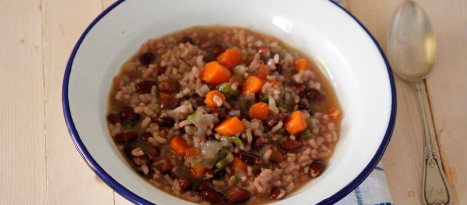 Alubias con arroz y verduras