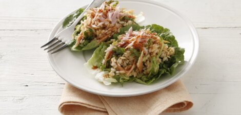 Cogollos de lechuga rellenos de arroz y lacón XL