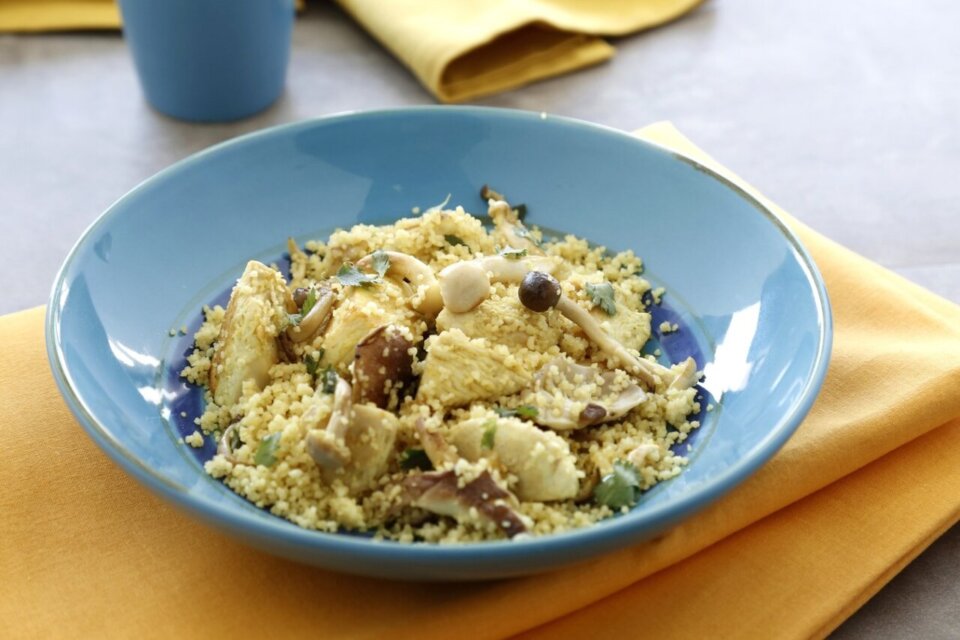 Cous cous con pollo y setas