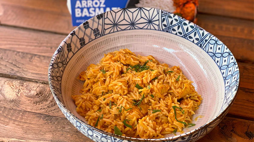 Arroz Basmati con pollo Tikka Massala