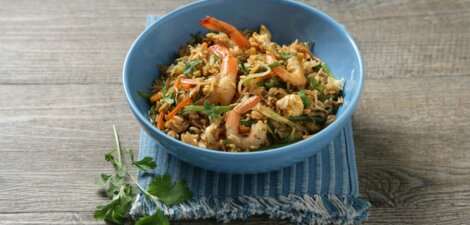 Arroz Basmati frito con gambas