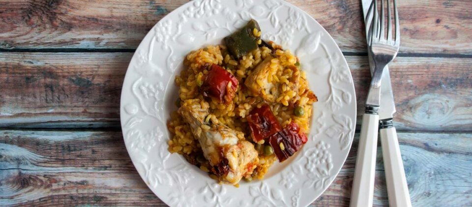 Arroz con pollo y pimientos