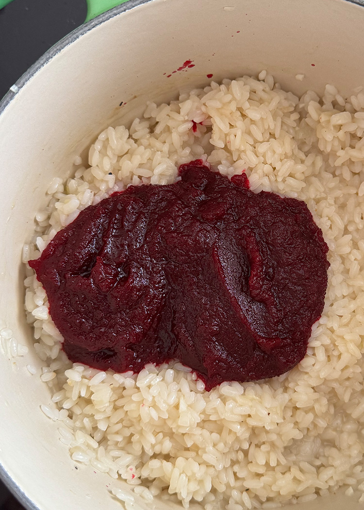 añadir remolacha para risotto de remolacha