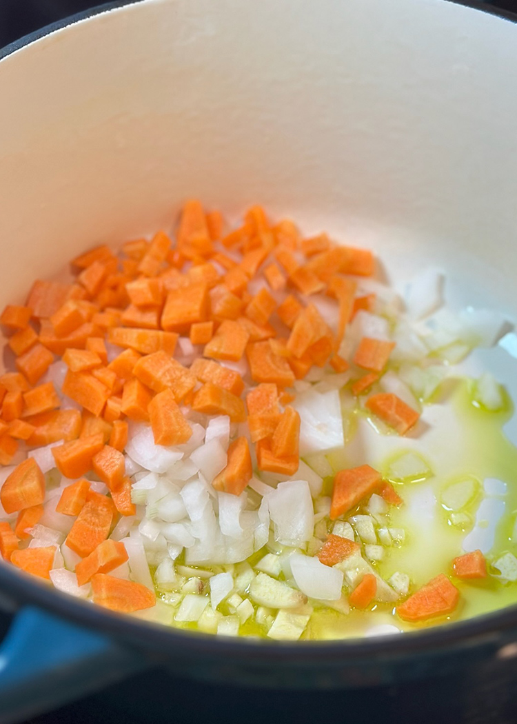 sofreir para sopa de arroz