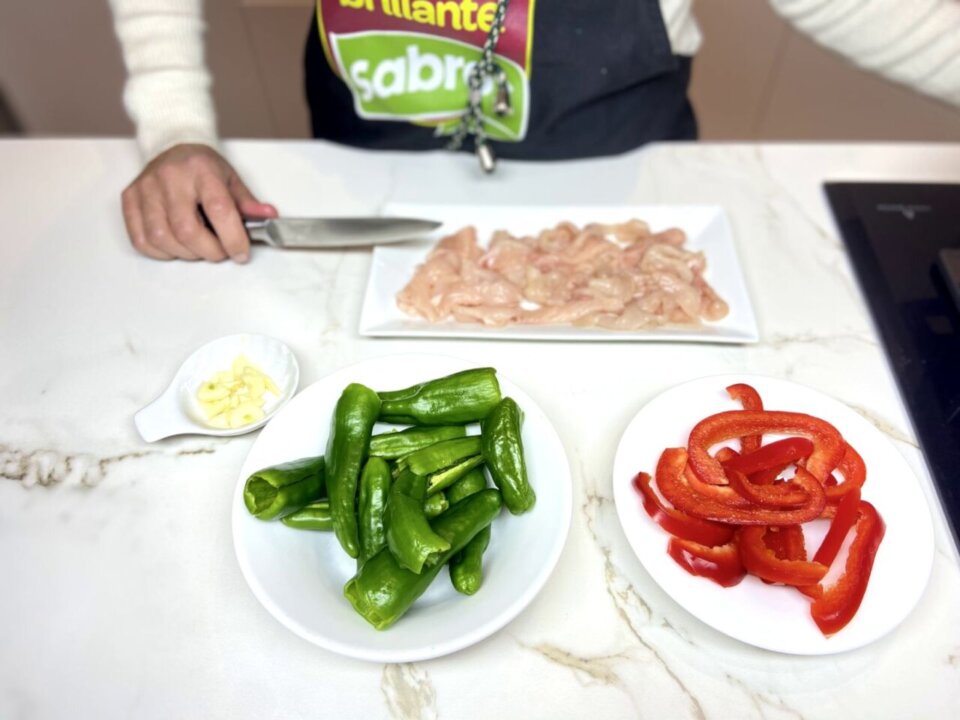 ingredientes lavados y cortados
