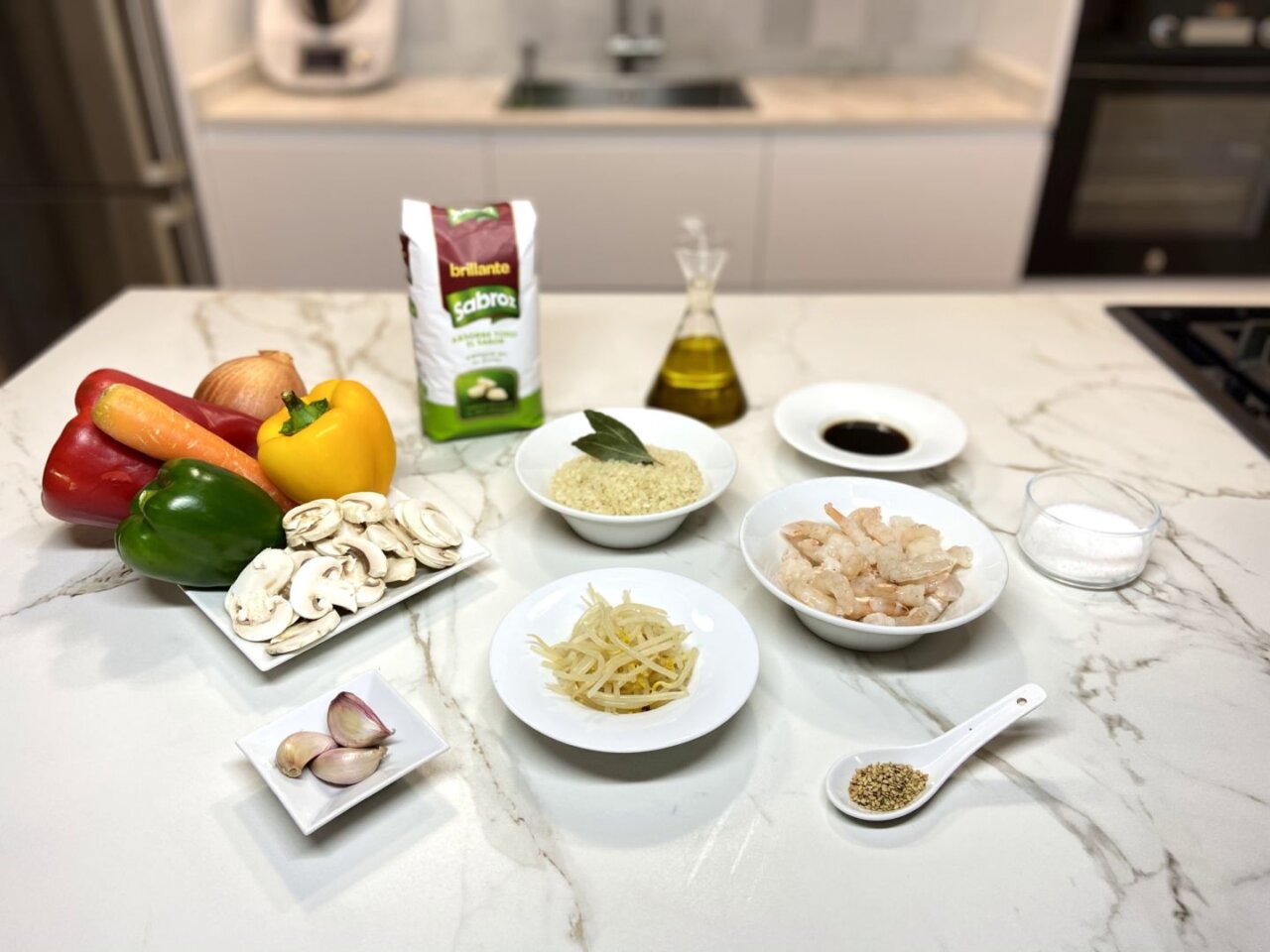 ingredientes para arroz estilo oriental