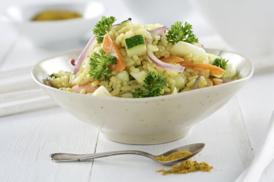 Arroz con verduras al curry
