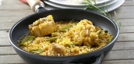 Paella para dos en inducción y con sartén