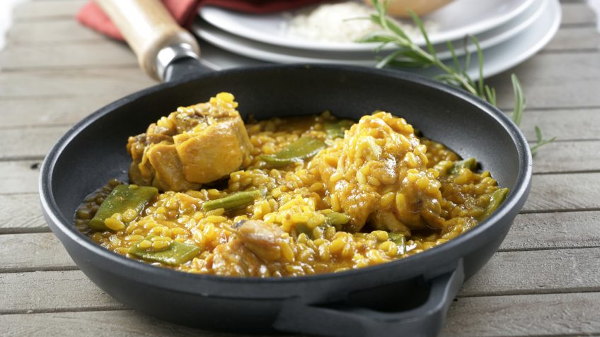 Foto de Paella para dos en inducción y con sartén