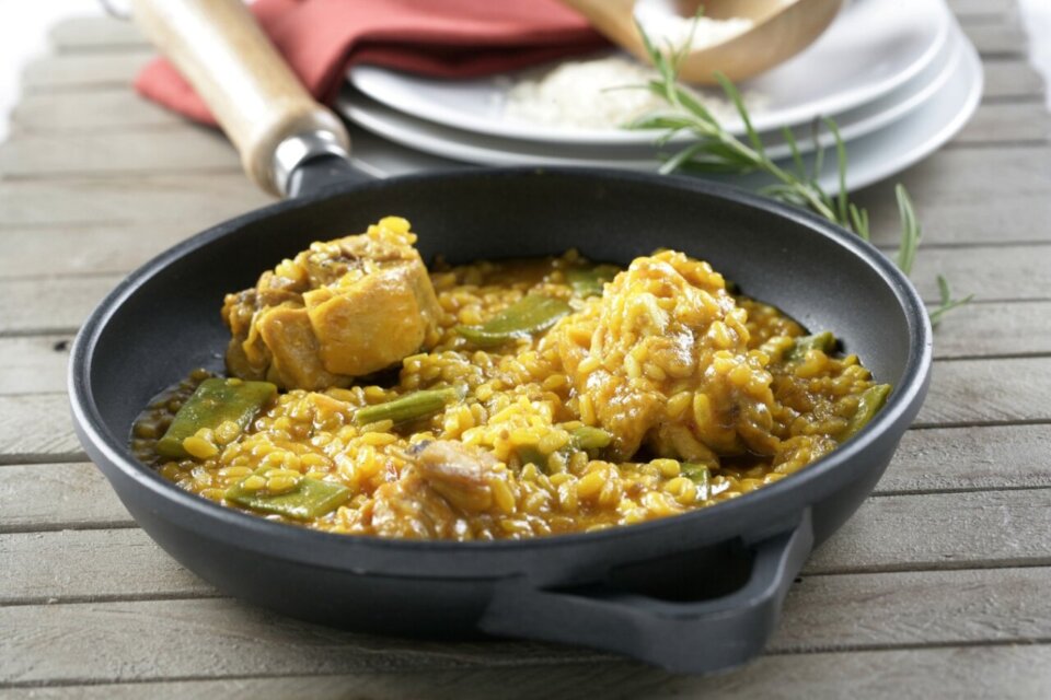 Paella para dos en inducción y con sartén