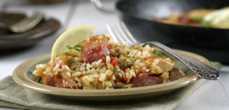 Arroz con panceta y pollo