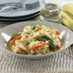 Arroz con pimientos del Padrón y pollo