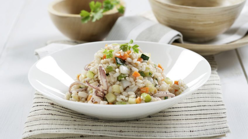 Foto de Arroz con verduras y calamares