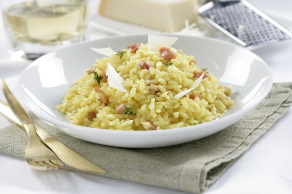 Arroz a la milanesa con jamón