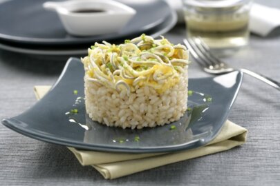 Timbal de arroz con gulas