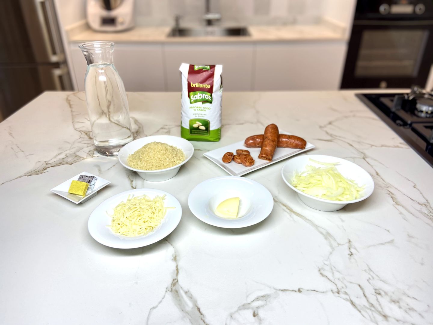 ingredientes para Risotto con chorizo