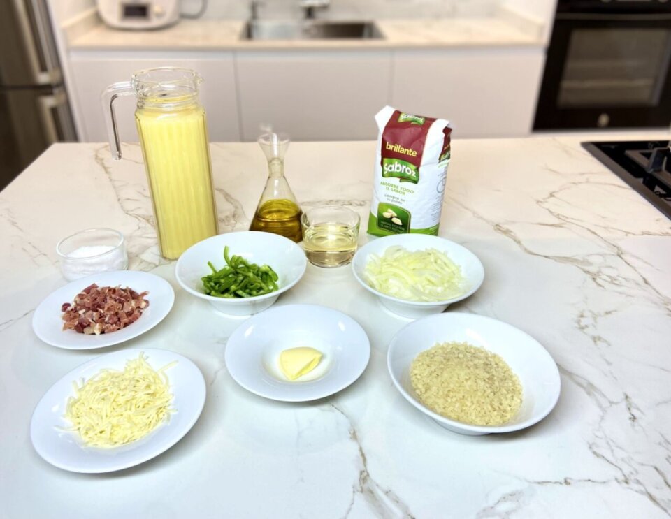 ingredientes para risotto de jamón