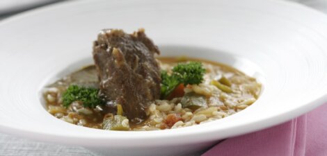 Arroz caldoso con carrillada