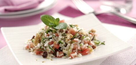 Parranda de arroz con verbena de verduras a la menta fresca