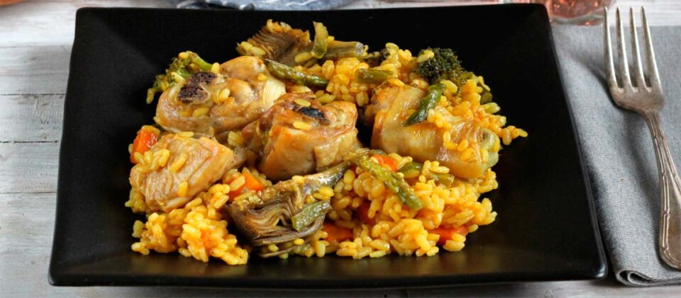 Arroz con verduras y pollo