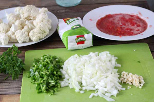 Sofrito para arroz caldoso con coliflor