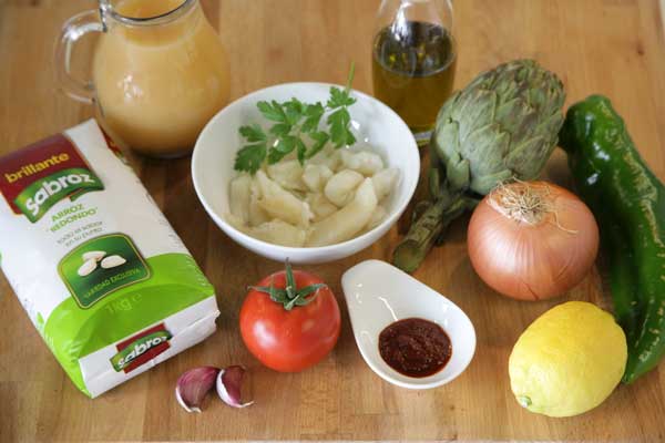 Ingredientes para hacer arroz con bacalao