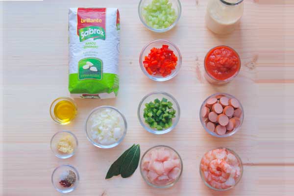 Ingredientes para hacer Arroz jambalaya