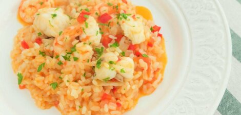 Arroz meloso de rape y langostinos