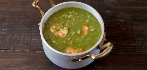 Arroz verde con langostinos en Thermomix