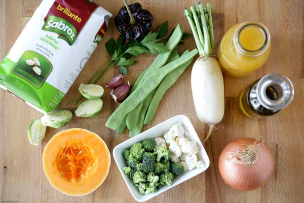 Ingredientes para arroz con verduras