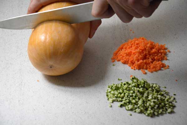 Cortamos el resto de las verduras en brunoise