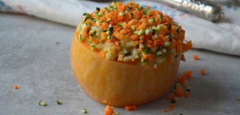 Receta de Calabaza rellena de risotto de verduras