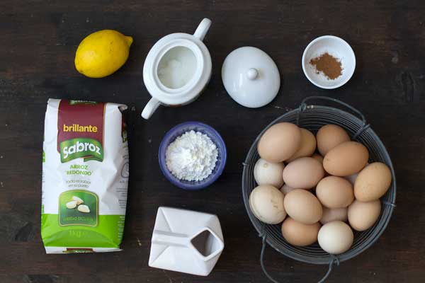 Ingredientes para hacer receta de crema catalana de arroz en Thermomix.