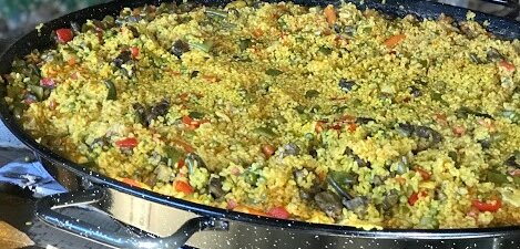 arroz sabroz Brillantes para la receta de Brillante de paella de carne y verduras para 60 personas