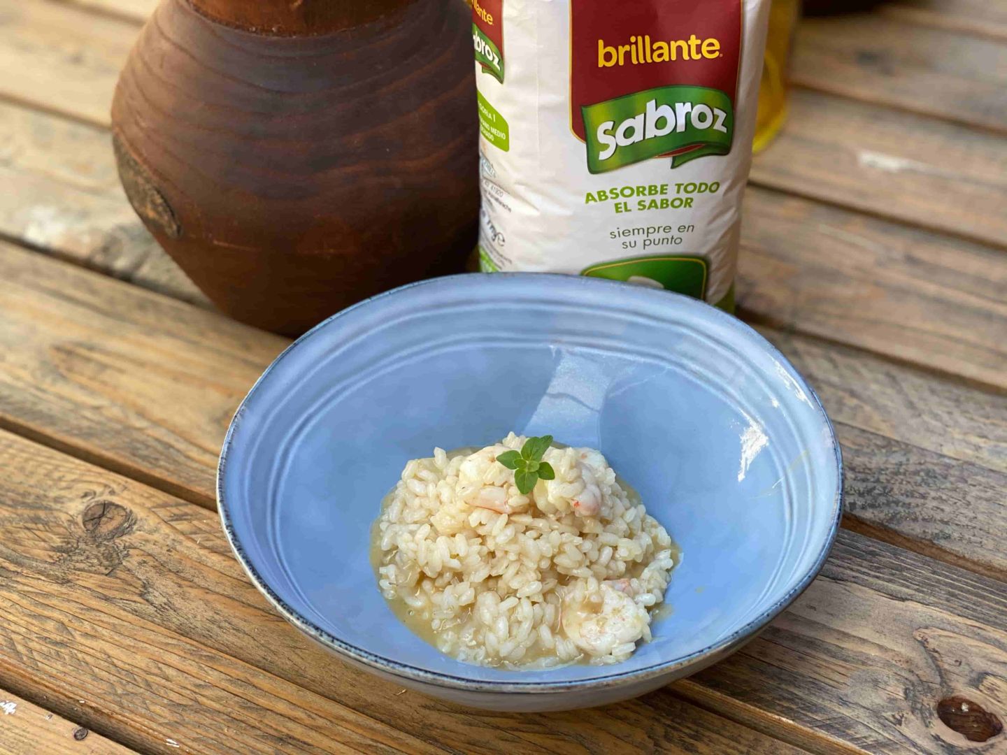 risotto de gambas con arroz Brillante Sabroz