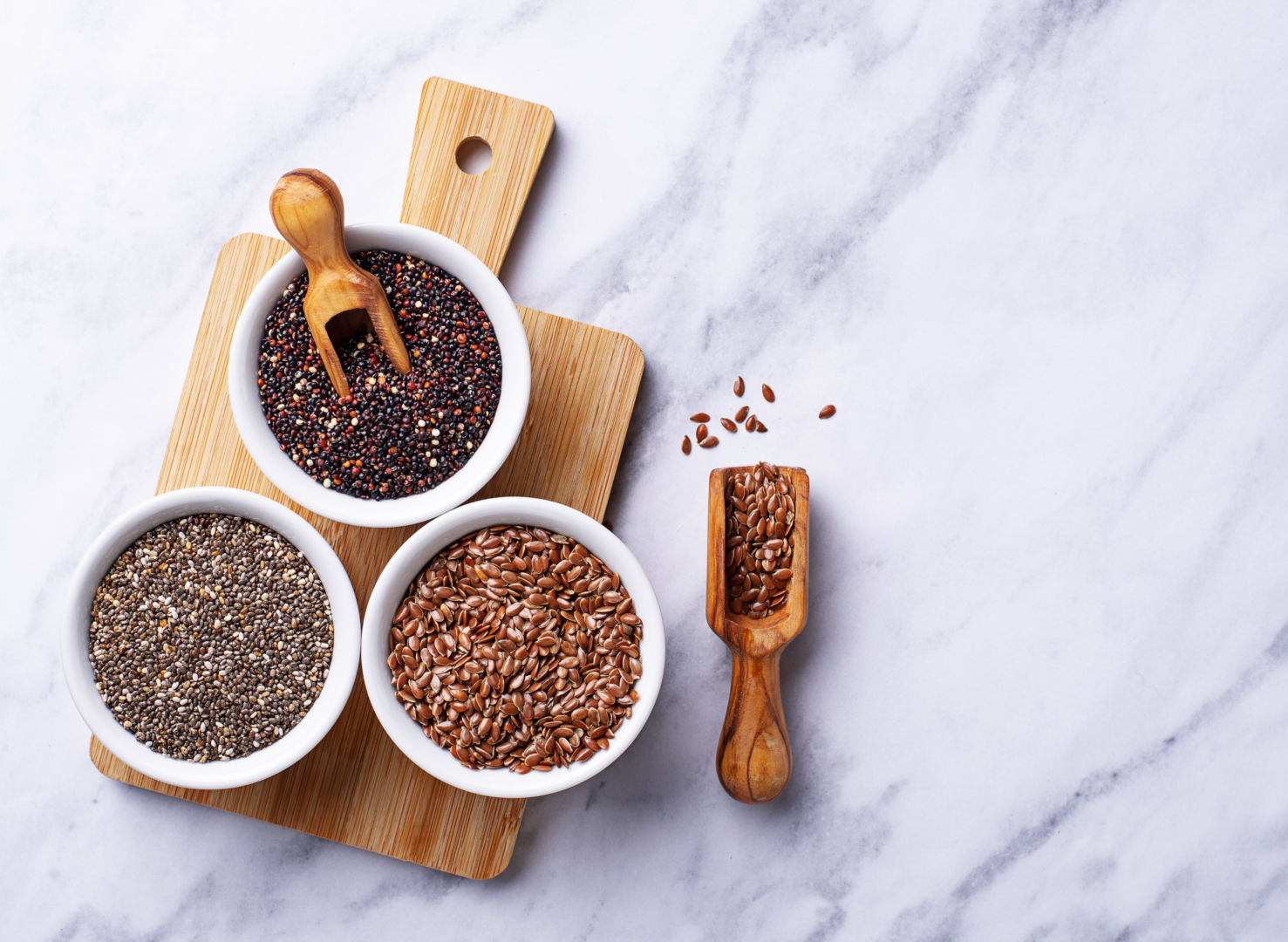 semillas de chía, quinoa y lino