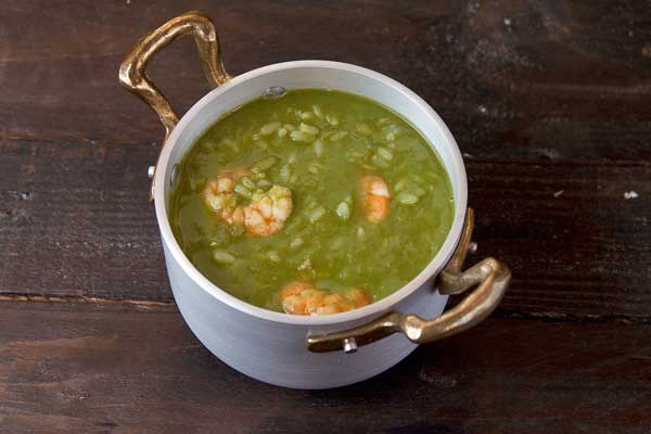 Arroz verde langostinos