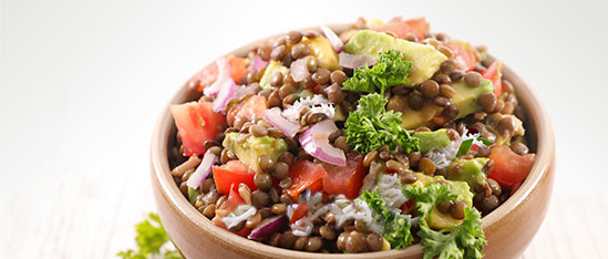 Plato de Ensalada de arroz y lentejas