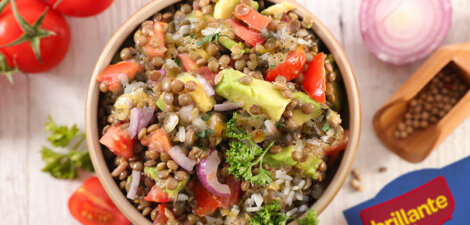 Ensalada de arroz y lentejas