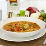 Arroz con verduras caldoso.