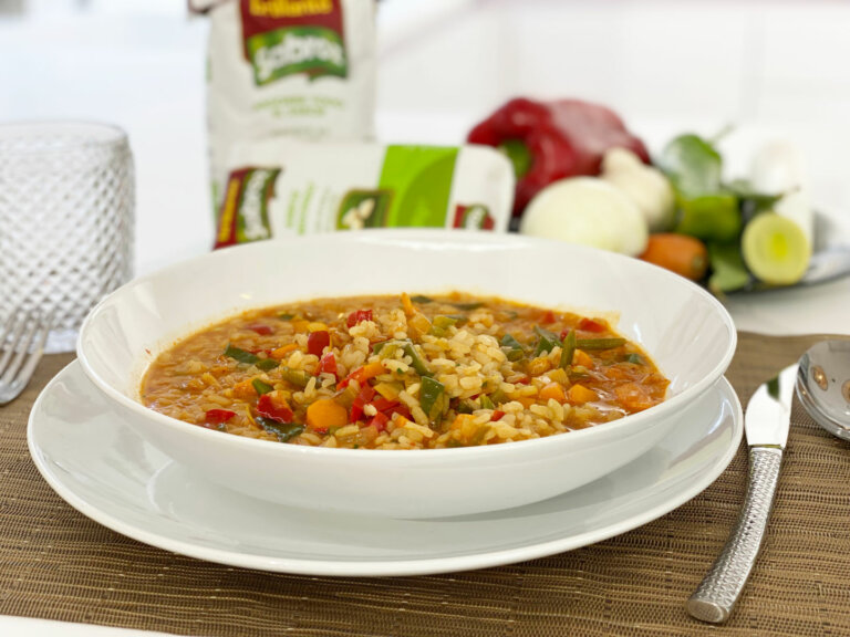 Foto de Arroz con verduras caldoso