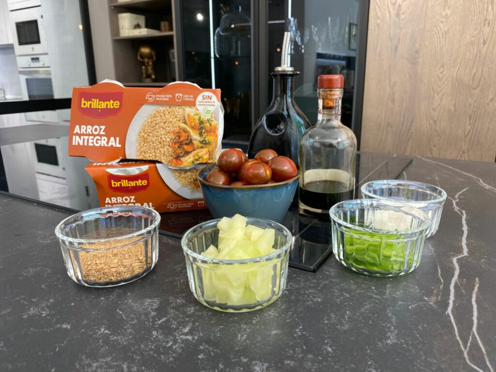 Ingredientes para Ensalada de arroz integral y melón