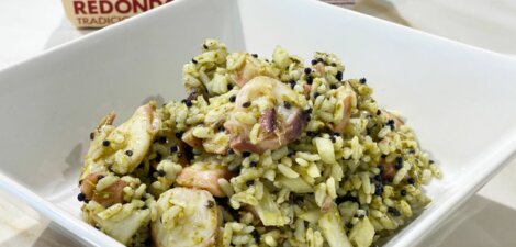 Ensalada de arroz redondo con pulpo