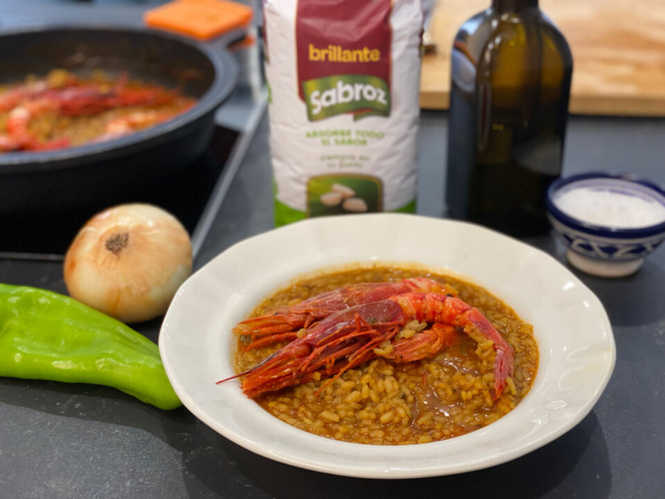 Arroz caldoso con carabineros