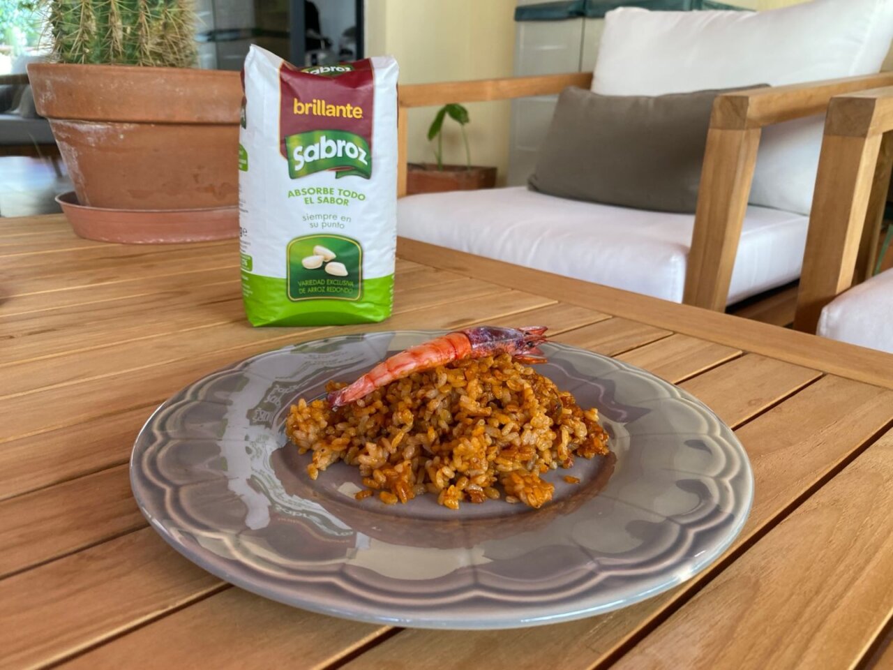 arroz con gambas rojas