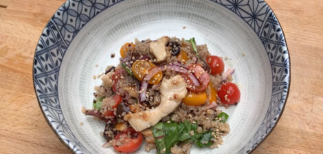 Ensalada con vasitos de quinoa Brillante