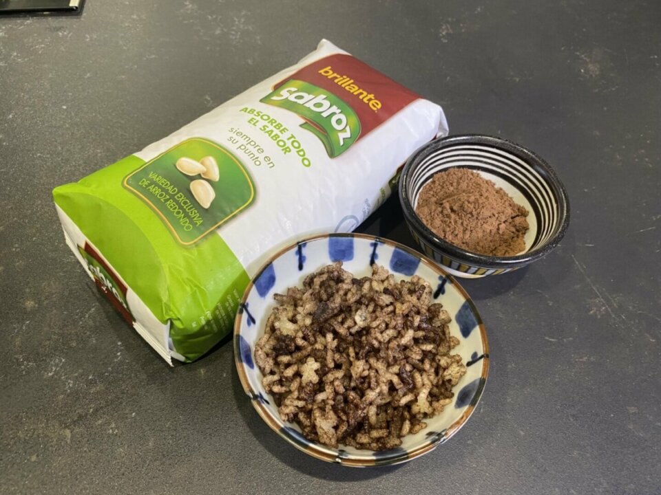 Arroz inflado con chocolate