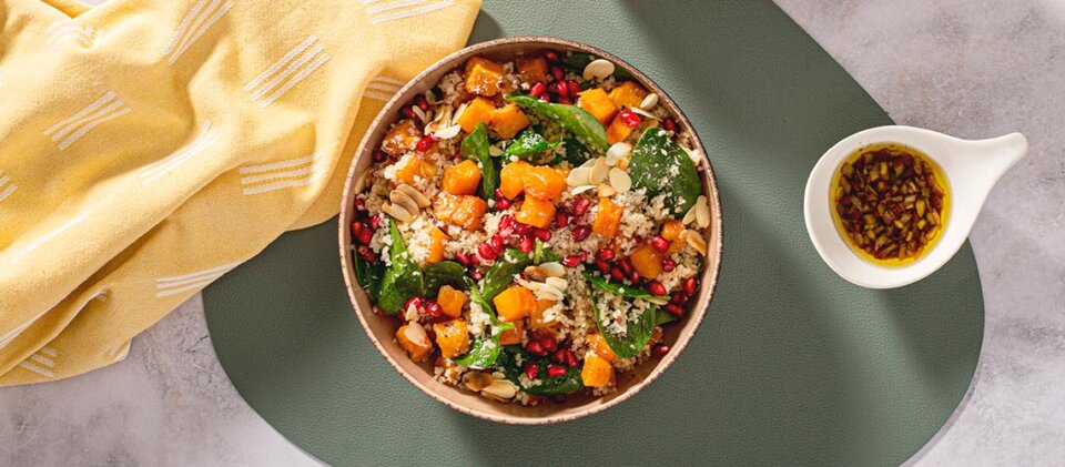 Ensalada templada de bulgur y calabaza caramelizada